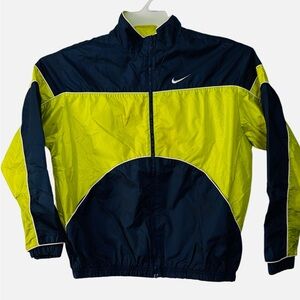 Vintage 90s Nike Windbreaker Jacket Blue/Lime Green Swoosh Youth Size L(12-14)